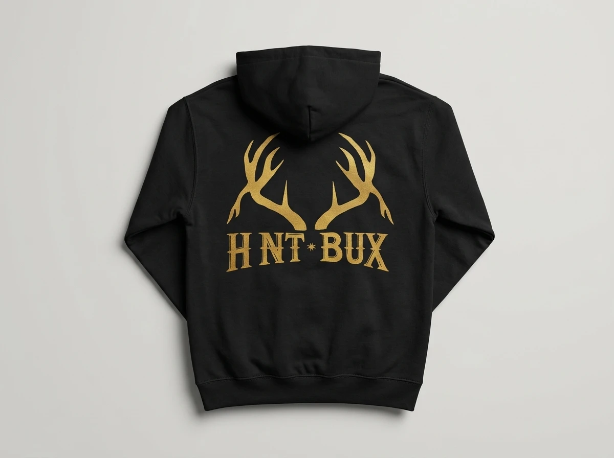 HNT BUX Antlers Hoodie showing antlers graphic across the back