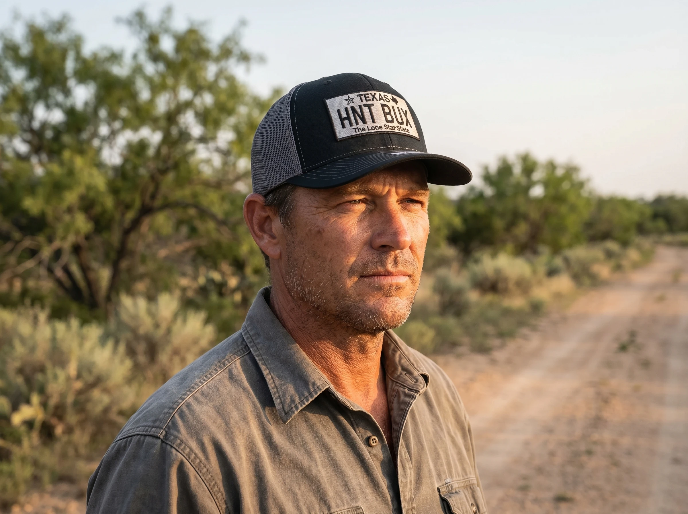 Hunter wearing the Texas HNT BUX cap in the field